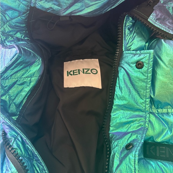 Kenzo short puffer coat in iridescent blue - Picture 3 of 10